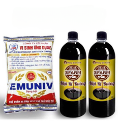 Combo bộ đôi 01 túi chế phẩm ủ rác và phân bón Emuniv 200gram và 02 chai mật rỉ đường loại 1 lít - Tại CH Hà Nội