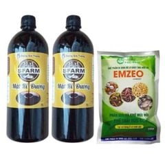 Combo bộ đôi 01 túi chế phẩm ủ rác và phân bón Emzeo 200gram và 02 chai mật rỉ đường loại 1 lít - Tại CH Đà Nẵng